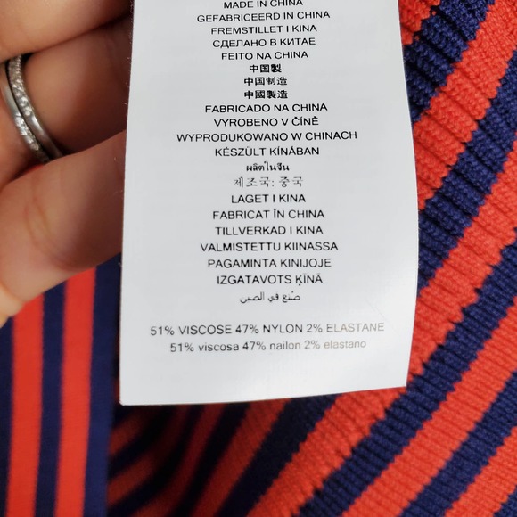 MICHAEL MICHAEL KORS Red Navy Striped Viscose Blend Sweater Sz M - Picture 6 of 8